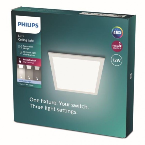 Philips 8719514326668 LED mennyezeti panellámpa Super Slim 1x12W | 1200lm | 4000K - EyeComfort, fehér