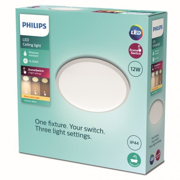 Philips 8719514326866 LED mennyezeti lámpa Super Slim 1x12W | 1200lm | 2700K | IP44 - EyeComfort, fehér