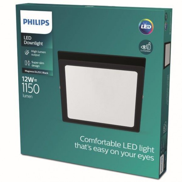 Philips 8719514328730 LED mennyezeti lámpa Magneos Slim 1x12W | 1150lm | 2700K - EyeComfort, fekete