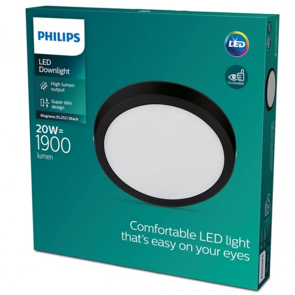 Philips 8719514328778 LED mennyezeti lámpa Magneos Slim 1x20W | 1900lm | 2700K - EyeComfort, fekete