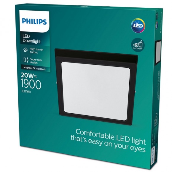 Philips 8719514328822 LED mennyezeti lámpa Magneos Slim 1x20W | 1900lm | 2700K - EyeComfort, fekete