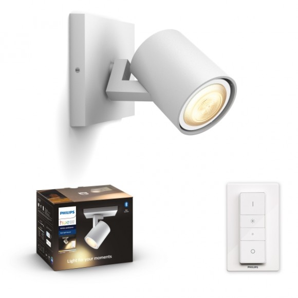 Philips Hue 8719514338203 LED fali spotlámpa Runner 1x5W | GU10 | 350lm | 2200-6500K - Bluetooth, szabályozható, távirányító, White Ambiance, fehér