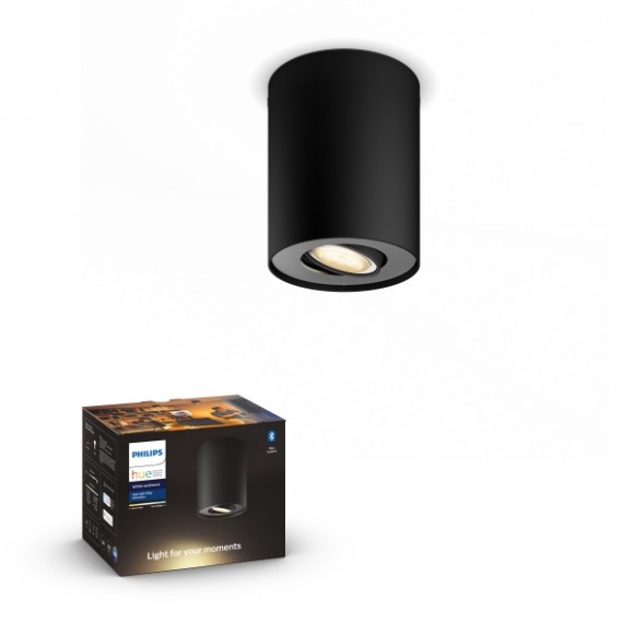 Philips Hue 8719514338524 LED mennyezeti spotlámpa Pillar D103mm 1x5,5W | GU10 | 350lm | 2200-6500K - White Ambience, szabályozható, Bluetooth, fekete