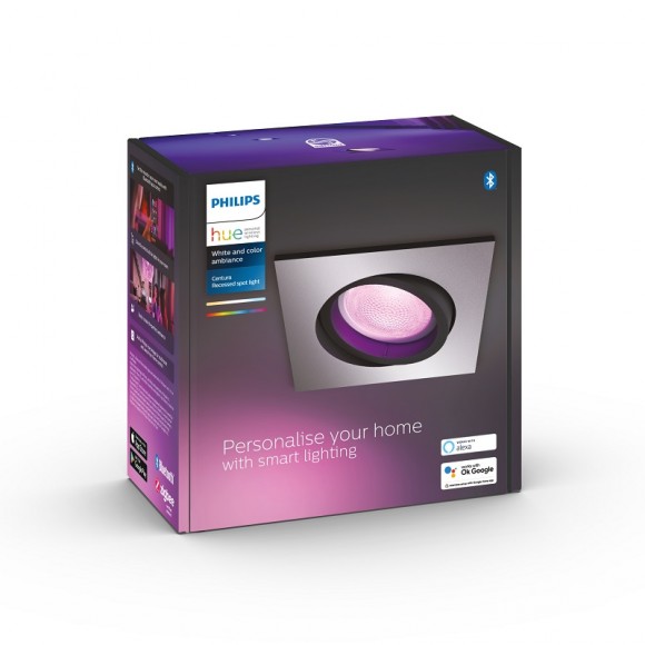 Philips Hue 8719514338807 LED süllyeszthető lámpa Centura 1x5,7W | GU10 | 350lm | 2200-6500K | RGB - szabályozható, Bluetooth, White and color ambiance, alumínium