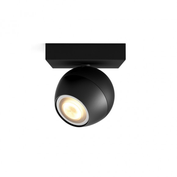Philips Hue 8719514339200 LED fali vagy mennyezeti spotlámpa Buckram 1x5W | GU10 | 350lm | 2200-6500K- szabályozható, Bluetooth, White Ambiance, fekete