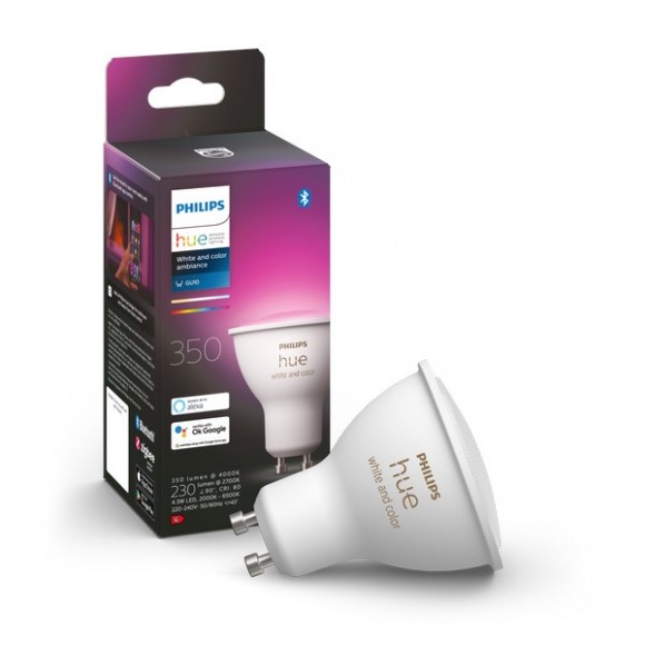 Philips Hue 8719514339880 LED izzó 1x5W | GU10 | 350lm | 2000-6500K - Bluetooth, szabályozható, White and Color Ambiance, fehér