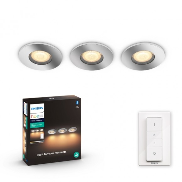 Philips Hue 8719514340817 süllyeszthető spotlámpa Adore 3x5W | GU10 | 3x350lm | 2200-6500K - White Ambiance, szabályozható, távirányító, Bluetooth, króm