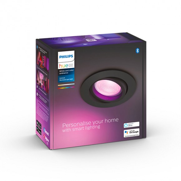 Philips Hue 8719514342927 LED süllyeszthető spotlámpa Centura 1x5,7W | GU10 | 350lm | 2200-6500K | RGB - szabályozható, Bluetooth, White and color Ambiance, fekete