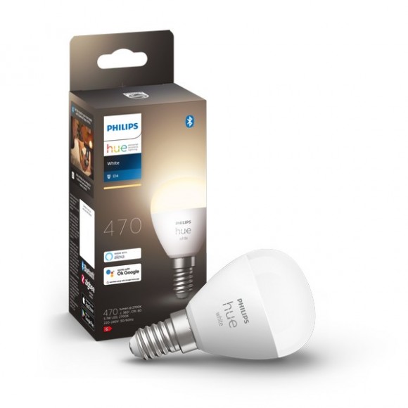 Philips Hue 8719514356696 LED izzó 1x5,7W | E14 | 470lm | 2700K | P45 - Bluetooth, White