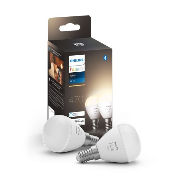 Philips Hue 8719514356771 LED izzókészlet 2x5,7W | E14 | 470lm | 2700K | P45 - 2 darabos készlet, Bluetooth, White