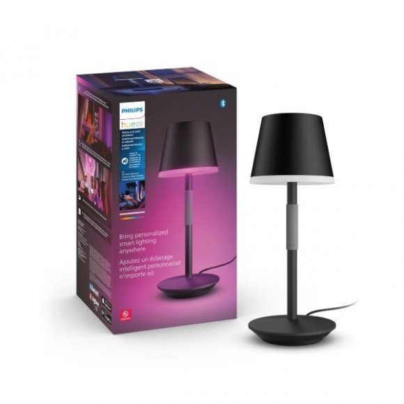 Philips Hue 8719514404595 LED hordozható érintős asztali lámpa Go 36cm | 1x6,2W | 530 lm - fekete IP54, White and Color Ambiance