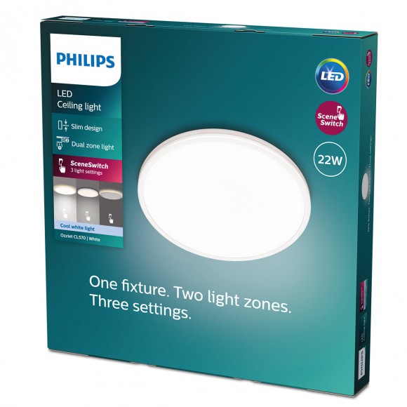 Philips 8719514432024 LED mennyezeti lámpa Ozziet 1x22W | 2500lm | 4000K - szabályozható - SceneSwitch, fehér