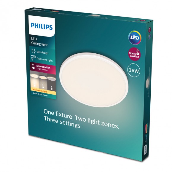 Philips 8719514432062 LED mennyezeti lámpa Ozziet 1x36W | 3900lm | 2700K - szabályozható - SceneSwitch, fehér