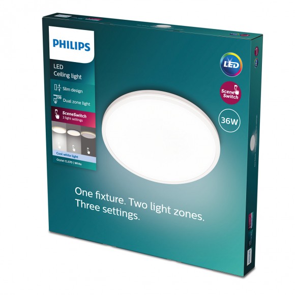 Philips 8719514432109 LED mennyezeti lámpa Ozziet 1x36W | 4100lm | 4000K - szabályozható - SceneSwitch, fehér