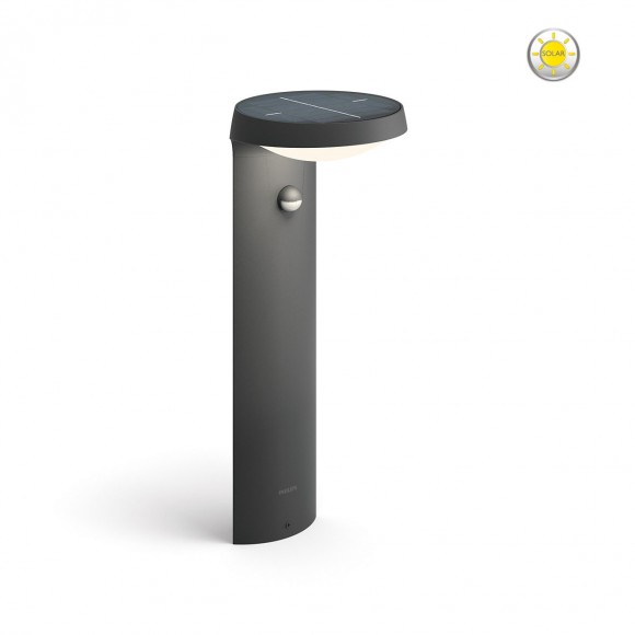 Philips 8719514476936 LED kerti napelemes oszloplámpa mozgásérzékelővel Tyla 1x1,2W | 255lm | 3000K | IP44 - antracit