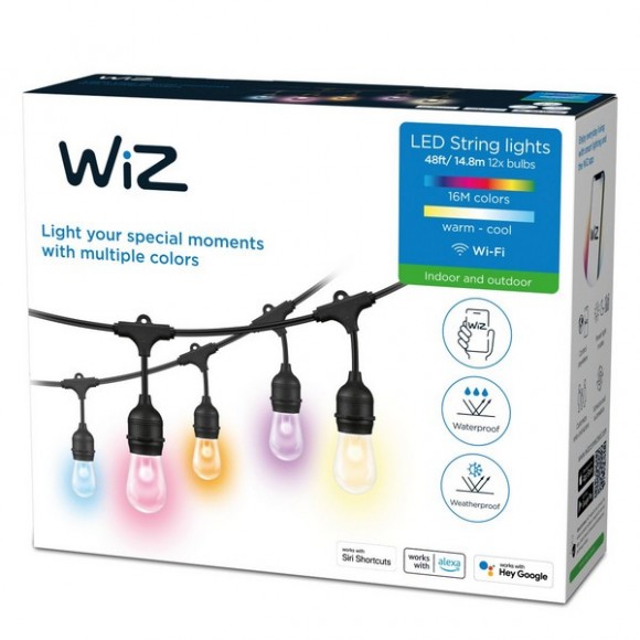 WiZ 8719514554450 fényfüzér 12W | 2200-6500K | IP65 | RGB - fekete