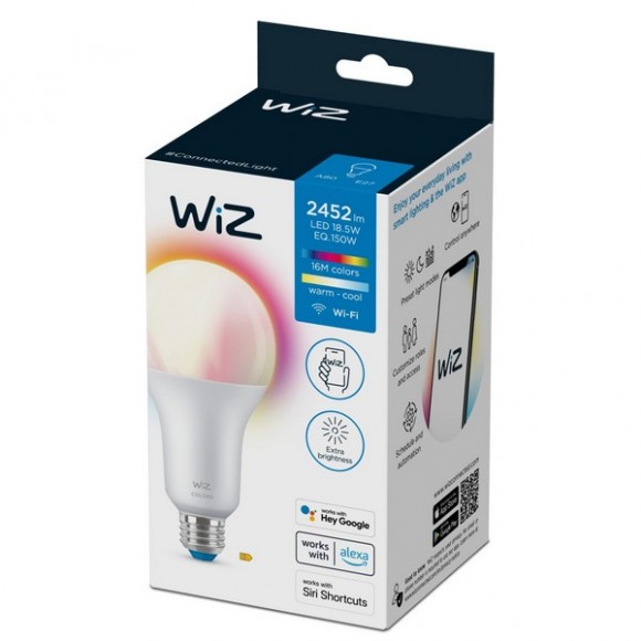 WiZ Colors 8719514554634 intelligens LED izzó E27 | 18,5W | 2452lm | 2200-6500K | RGB – szabályozható