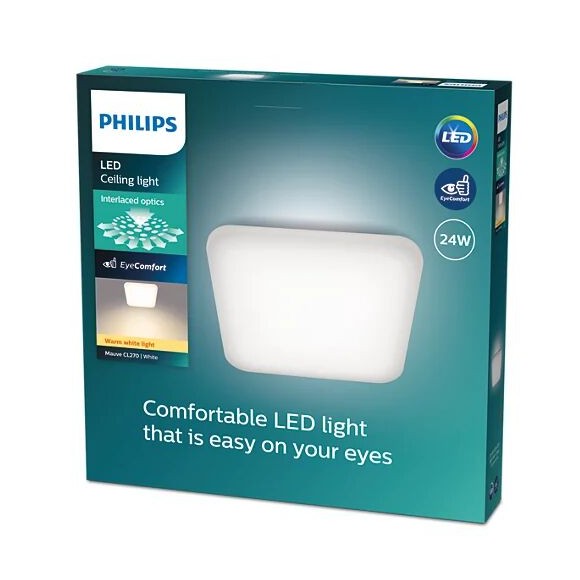 Philips 8720169195493 LED mennyezetre szerelhető lámpa Mauwe | 24W integrált LED forrás | 2900 lm | 2700K