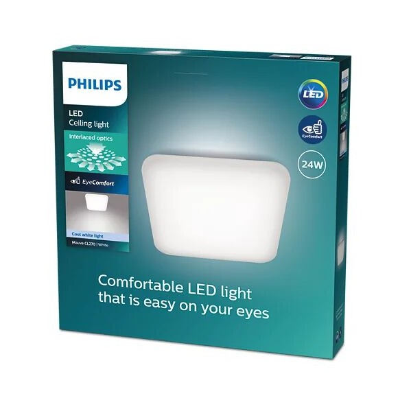 Philips 8720169195516 LED mennyezetre szerelhető lámpa Mauwe | 24W integrált LED forrás | 3000 lm | 4000K