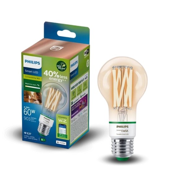 Philips WiZ tunable 8720169241435 LED intelligens izzó | 4,3W E27 | 900lm | 2700/4000K