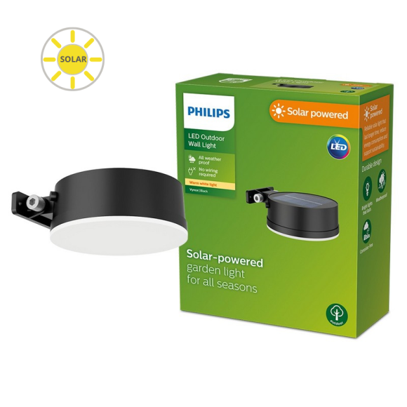 Philips 8720169265622 LED napelemes kültéri fali lámpa Vynce | 1,5W integrált LED forrás | 200lm | 2700K