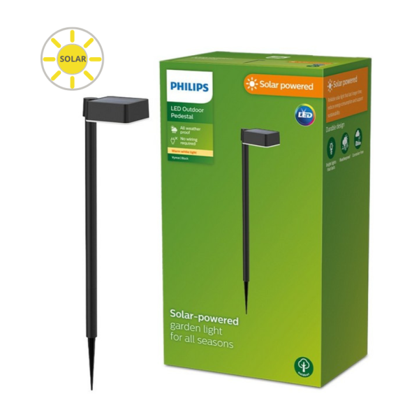 Philips 8720169265684 LED napelemes kültéri lámpa leszúráshoz Vynce | 1,5W integrált LED forrás | 200lm | 2700K
