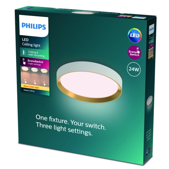 Philips 8720169301375 LED mennyezetre szerelhető lámpa Hanno | 24W integrált LED forrás | 2700lm | 2700K