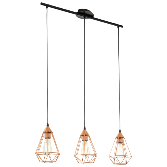Eglo VINTAGE 94195 Függőlámpa TARBES réz E27 3x60W