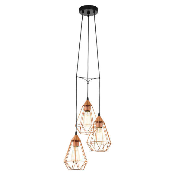 Eglo VINTAGE 94196 Függőlámpa TARBES réz E27 3x60W