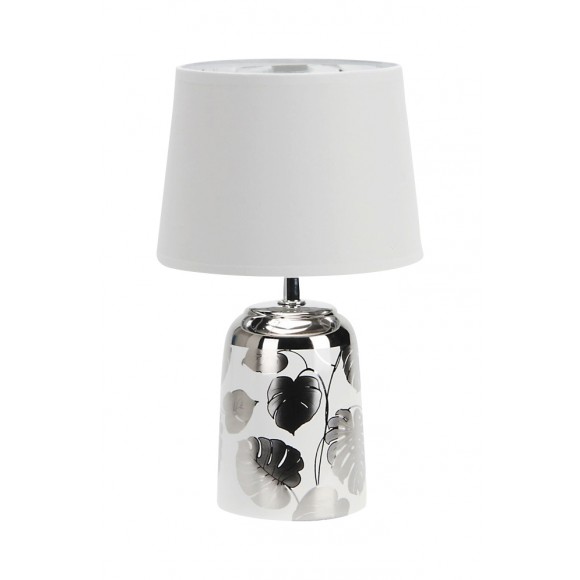 Rabalux 4548 asztali lámpa Sonal 1x40W | E14 | IP20 - kábelkapcsoló, fehér, ezüst elemekkel
