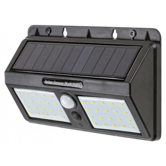 Rabalux 7881 LED kültéri fali napelemes lámpa mozgásérzékelővel Ostrava 1x2,4W | 225lm | 4000K | IP44 - fekete