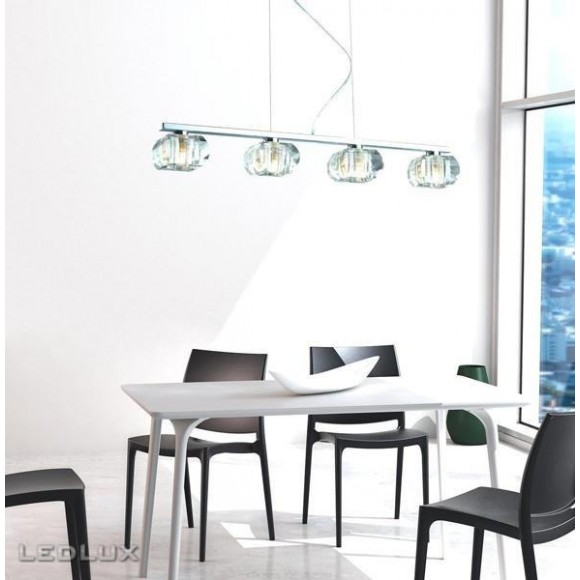 Azzardo AZ0493 mennyezeti függőlámpa Rubic 4 4x40W | G9 | IP20 - króm, átlátszó üveg