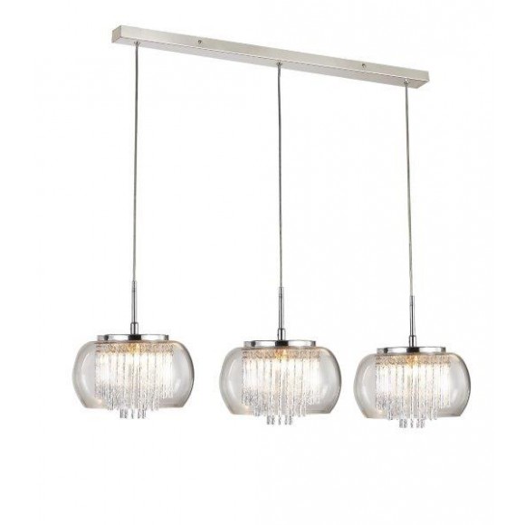 Azzardo AZ2453 függő mennyezeti függőlámpa Quince 3 Line függőcsillár 3x40W | G9 | IP20 - átlátszó üveg, króm