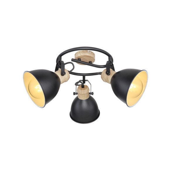 Globo54018-3S mennyezetre szerelhető lámpa Wiho 3x40W | E27- fekete, fa