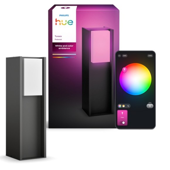 Philips Hue  8721103118455 LED kültéri oszloplámpa Turaco  | 8W integrált LED forrás | 1100lm | 2000-6500K | rgb - színes | fényerőszabályzó | antracit