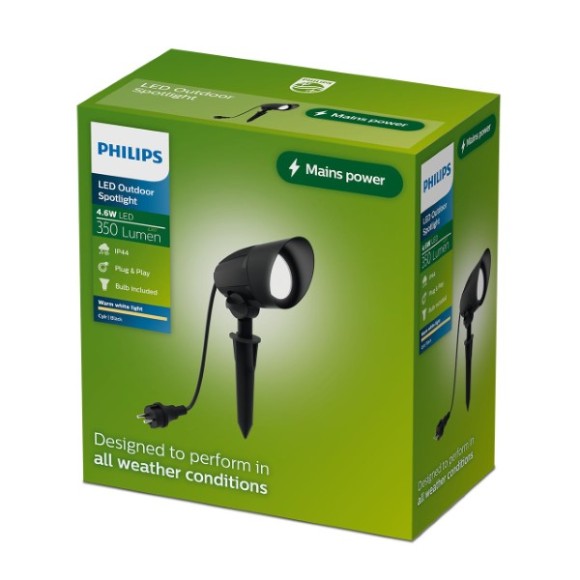 Philips 8721103104991 LED kültéri leszúrható lámpa Cylr  | 5W integrált LED forrás | 350lm | 2700K | fekete
