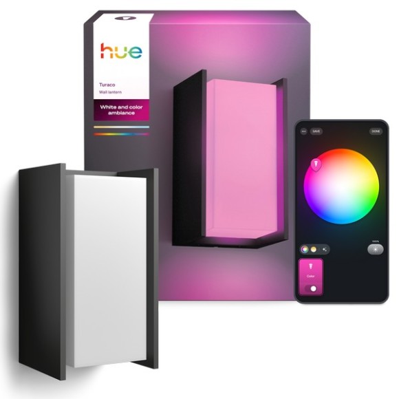 Philips Hue  8721103118578 LED kültéri oszloplámpa Turaco  | 8W integrált LED forrás | 1100lm | 2000-6500K | rgb - színes | fényerőszabályzó | antracit