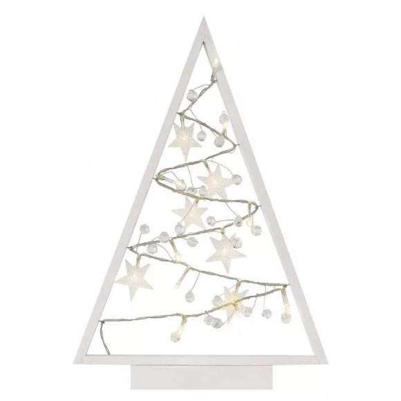 Emos DCWW27 LED karácsonyi dekoráció - fa 0,45W | 15 LED | 2xAA | 2700K | IP20 - meleg fehér, időzítő, fehér