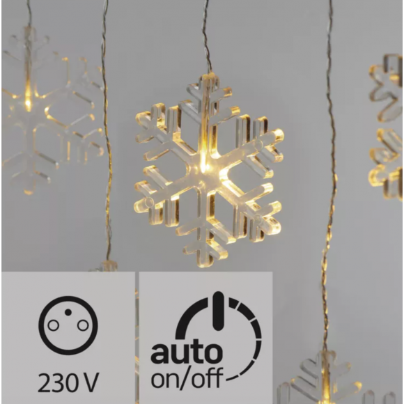 Emos ZY2265 LED kültéri karácsonyi fényfüggöny hópelyhek 0,6 W | IP44 | 8 izzó - melegfehér, időzítő