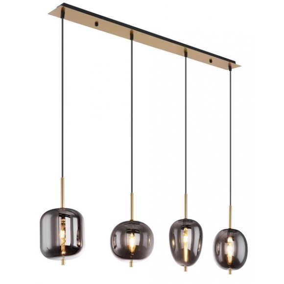 Globo 15345-4MM mennyezeti függőlámpa Blacky I 4x40W | E14 - fekete, sárgaréz, füstüveg