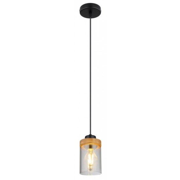 Globo 15557H mennyezeti függőlámpa Finca 1x40W | E27 - fekete, sárgaréz, füstüveg