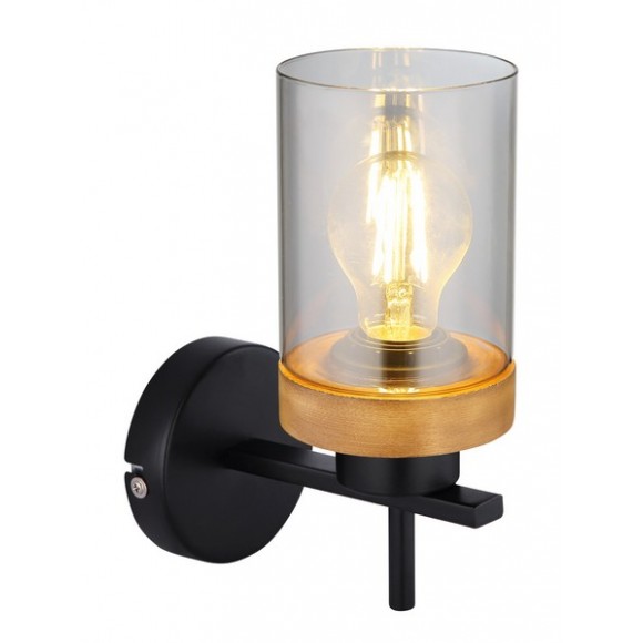 Globo 15557W fali lámpa Finca 1x40W | E27 - fekete, fa, füstüveg
