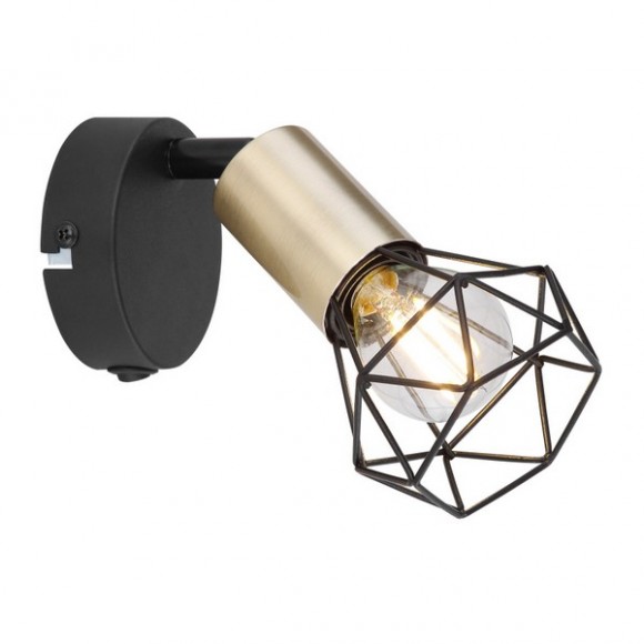 Globo 54802S-1AB fali lámpa Xara I 1x40W | E14 - fekete, sárgaréz