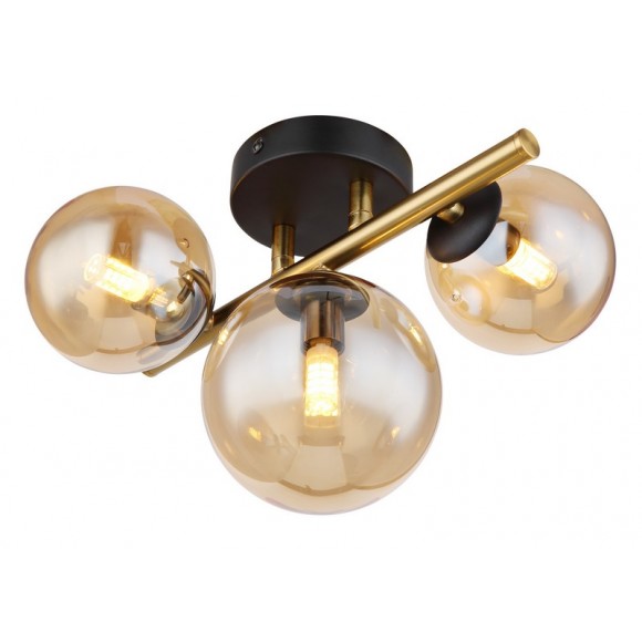 Globo 56135-3W LED mennyezetre szerelhető lámpa Riha 3x3W | G9 | 240lm | 3000K - fekete, sárgaréz, borostyán
