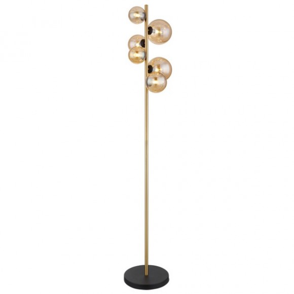 Globo 56135-6S LED állólámpa Riha 6x3W | G9 | 480lm | 3000K - fekete, sárgaréz, borostyán