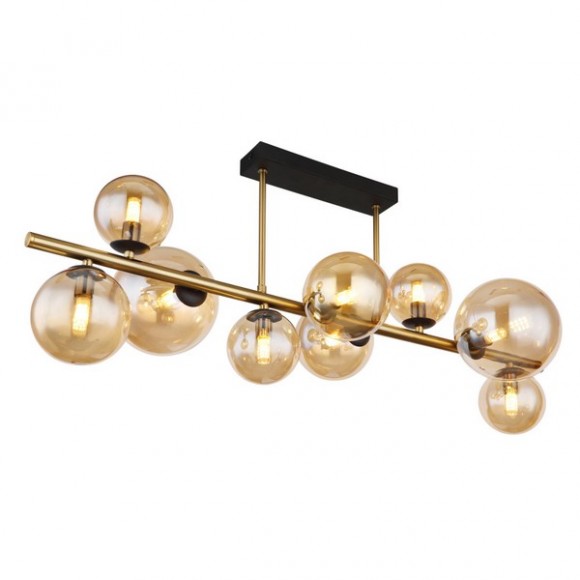 Globo 56135-9D LED mennyezetre szerelhető lámpa Riha 9x3W | G9 | 720lm | 3000K - fekete, sárgaréz, borostyán