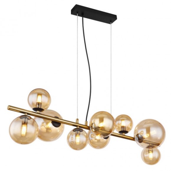 Globo 56135-9H LED mennyezeti függőlámpa Riha 9x3W | G9 | 720lm | 3000K - fekete, sárgaréz, borostyán