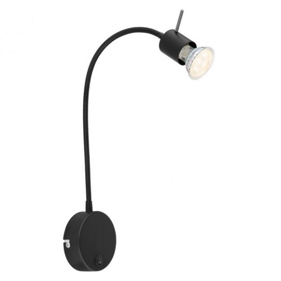 Globo 57310B fali lámpa Milly 1x35W | GU10 - kapcsoló a lámpatesten, hajlékony kar, fekete