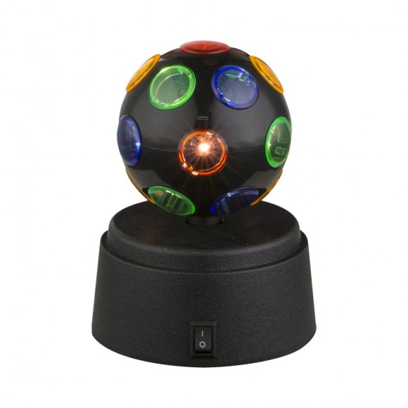 Globo 28017 asztali lámpa forgó diszkógömb Disco 3x0,06W - többszínű, kapcsoló a lámpán, fekete