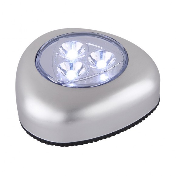Globo 31909 LED lámpa pushlight Flashlight 3x0,21W | 20lm | 6400K - nyomógombos kapcsoló, 3xAAA elemmel működik-tartozék, ezüstszínű